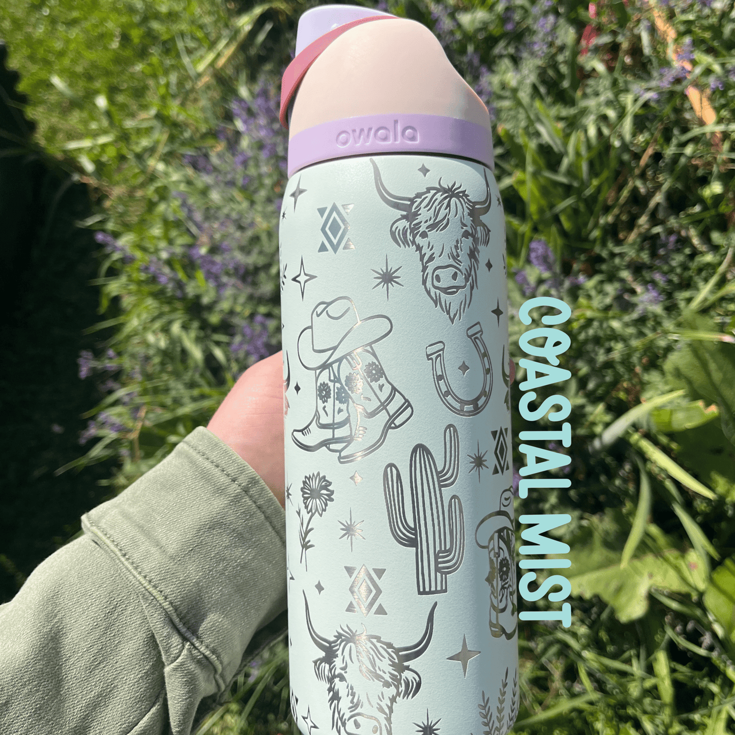 Owala Engraved Western Cowgirl Icons Tumbler | 24 oz or 32 oz - Western Petal Design