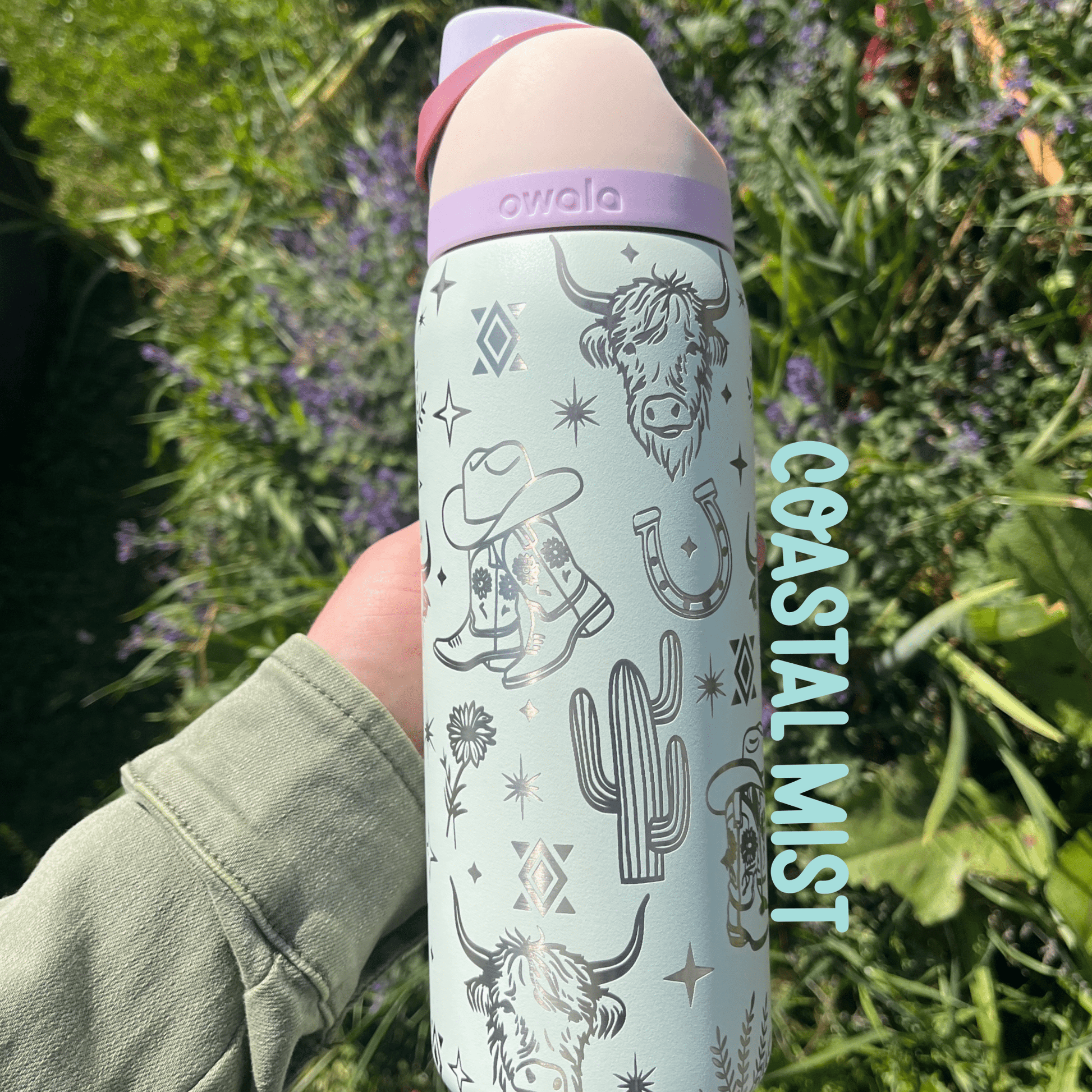 Owala Engraved Western Cowgirl Icons Tumbler | 24 oz or 32 oz - Western Petal Design