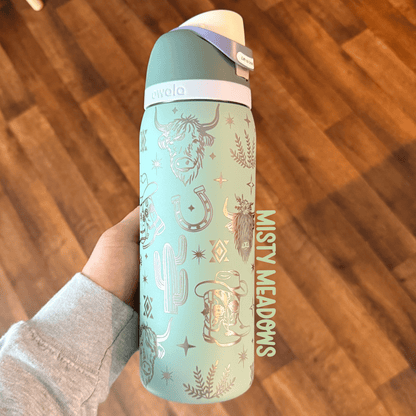 Owala Engraved Western Cowgirl Icons Tumbler | 24 oz or 32 oz - Western Petal Design