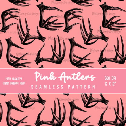 Pink Antlers seamless file - Western Petal Design