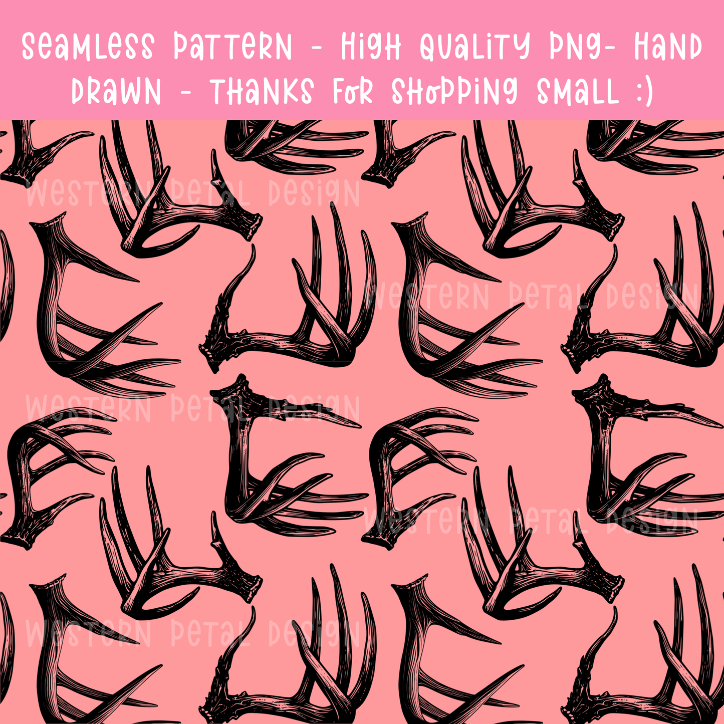 Pink Antlers seamless file - Western Petal Design