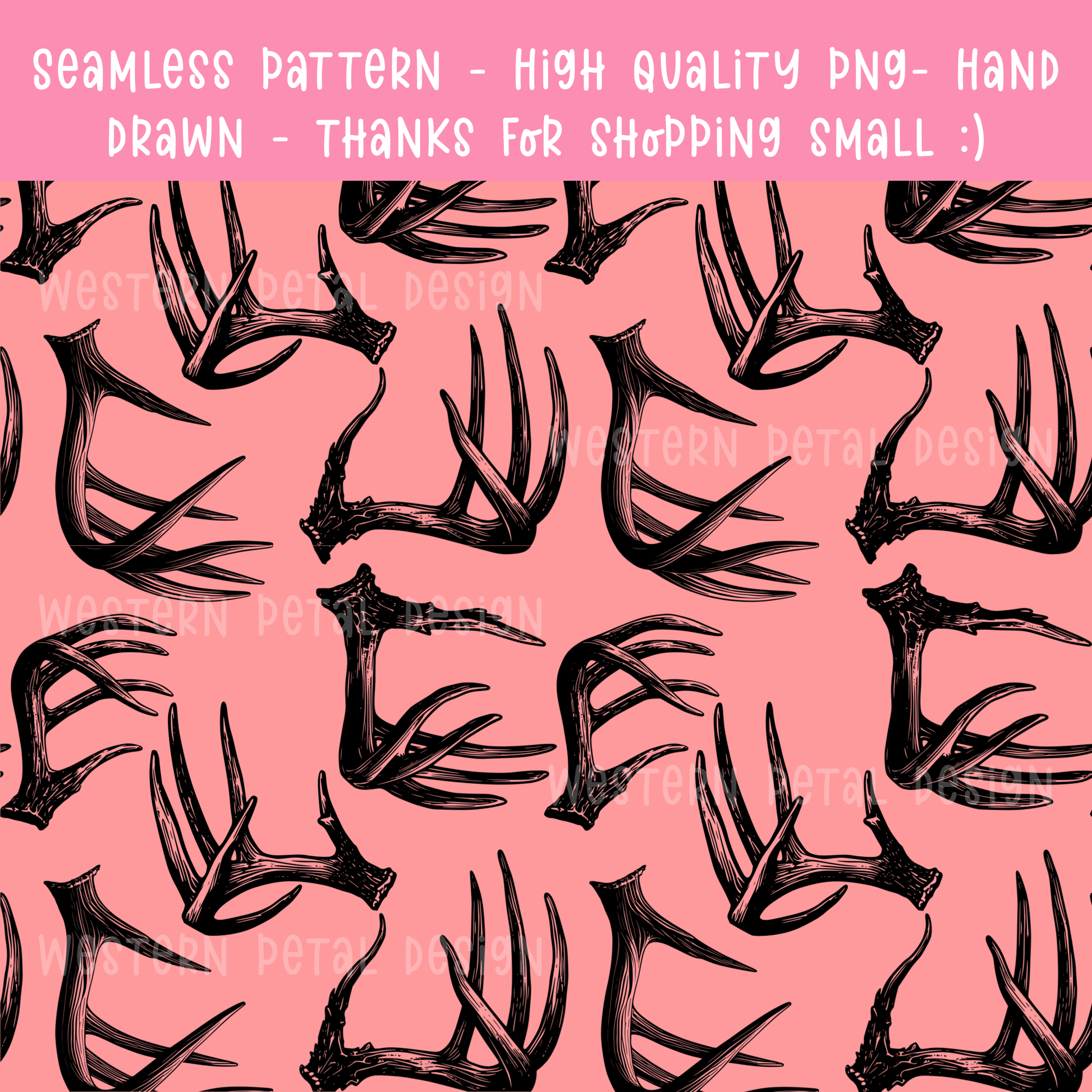 Pink Antlers seamless file - Western Petal Design