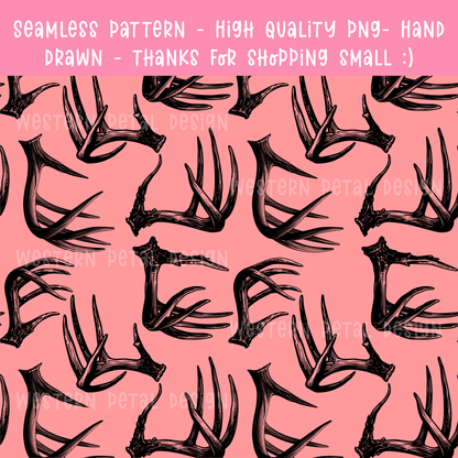 Pink Antlers seamless file - Western Petal Design