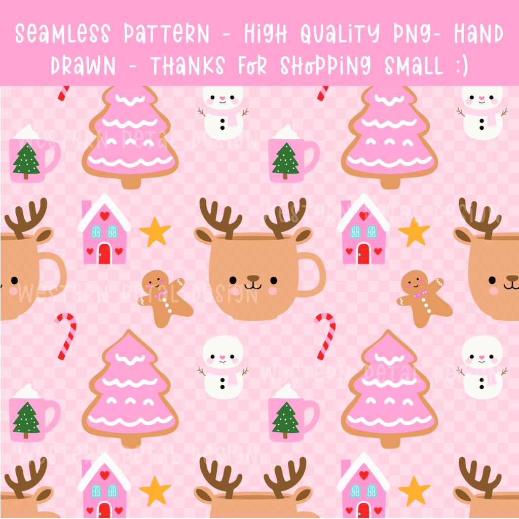 Pink Holiday Seamless File / Digital Paper - Western Petal Design