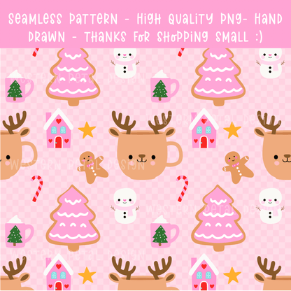 Pink Holiday Seamless File / Digital Paper - Western Petal Design