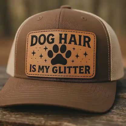Dog Hair Is My Glitter Leather Hat Patch SVG - Laser Engraving Design (Digital Download)