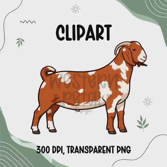 Boer Goat Clipart | Spotted Livestock PNG (Digital Download)