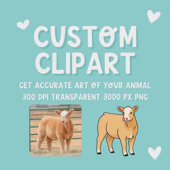 Custom Animal Clipart from Photo | Livestock Pet Drawing PNG | Personalized Cow Pig Goat Sheep Dog | 4H FFA Illustration