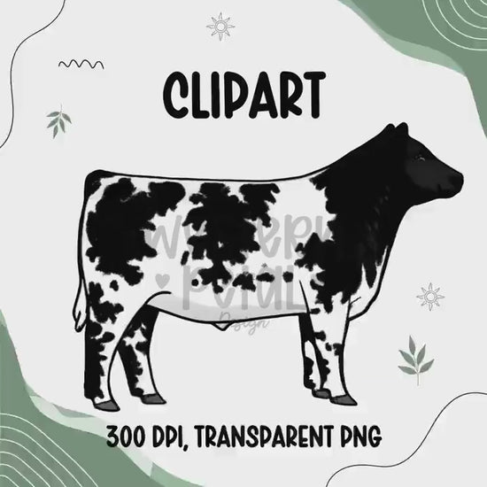Shorthorn Steer Clipart PNG | 4H Livestock Illustration | Cattle Graphic | Sublimation Design | Transparent Background