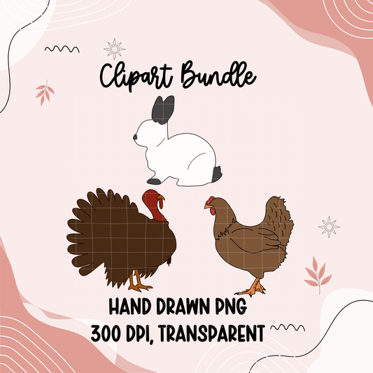 Small animal livestock clipart bundle - Western Petal Design