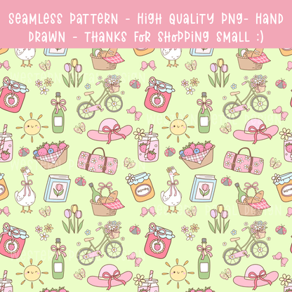 Spring Picnic Green seamless file - Western Petal Design