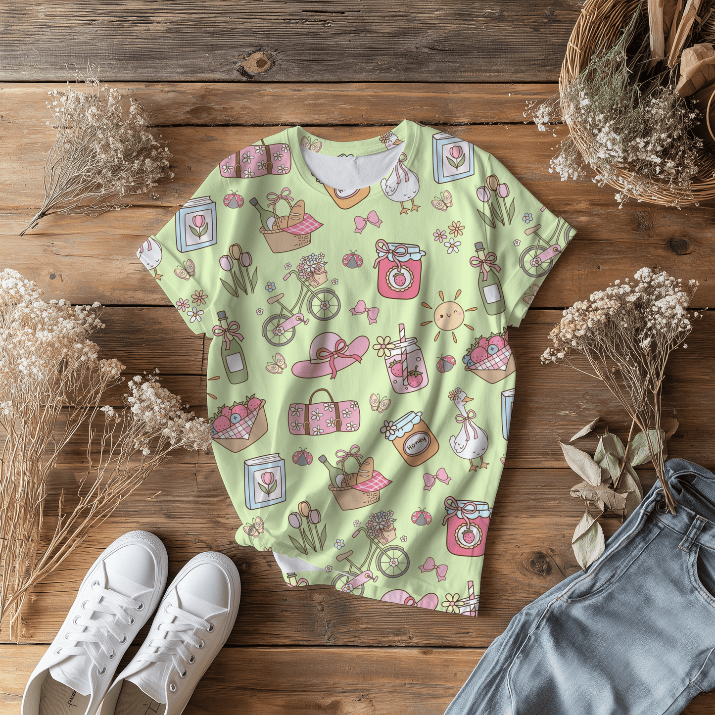 Spring Picnic Green seamless file - Western Petal Design