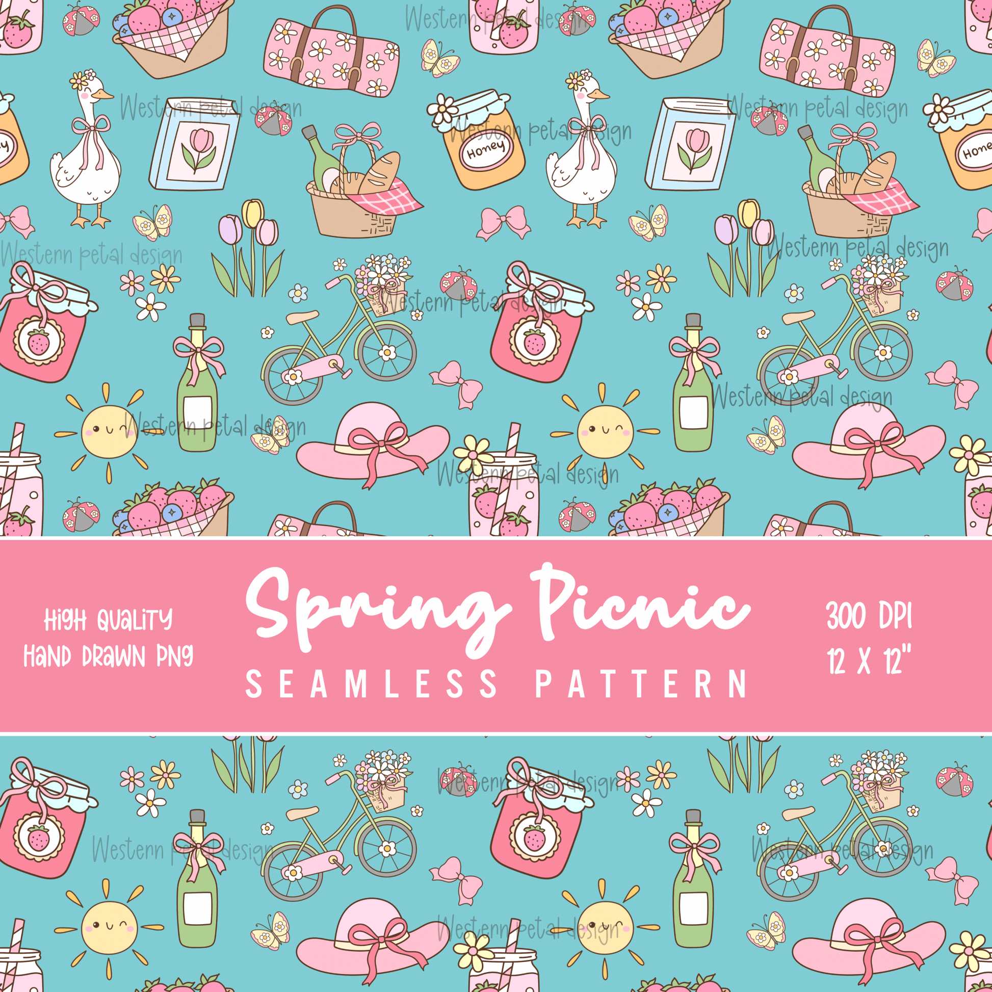 Spring Picnic Seamless file - Western Petal Design