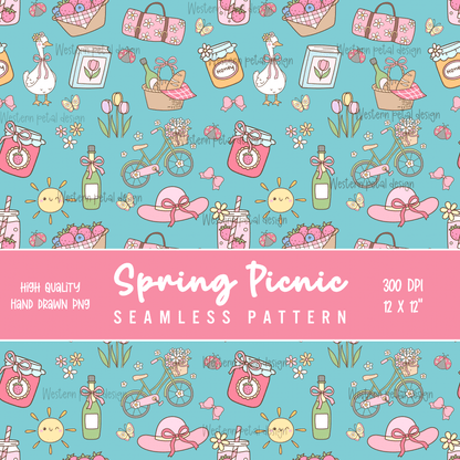 Spring Picnic Seamless file - Western Petal Design