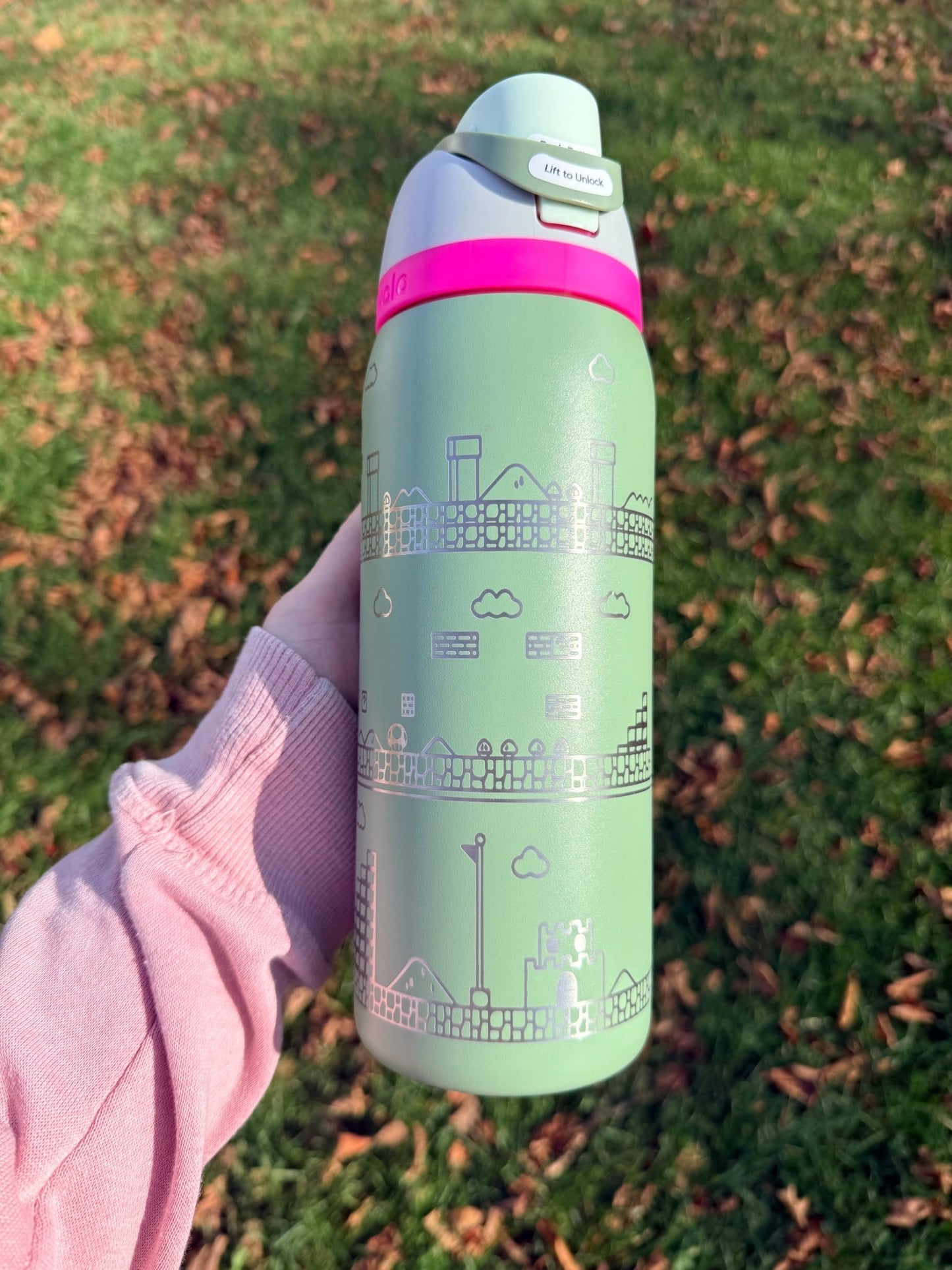 Super Mario Inspired Engraved Owala Tumbler | 24 oz or 32 oz - Western Petal Design