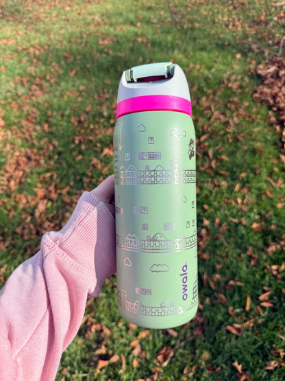 Super Mario Inspired Engraved Owala Tumbler | 24 oz or 32 oz - Western Petal Design