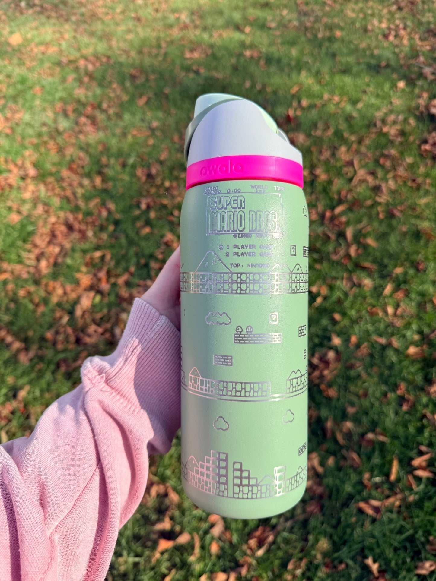 Super Mario Inspired Engraved Owala Tumbler | 24 oz or 32 oz - Western Petal Design