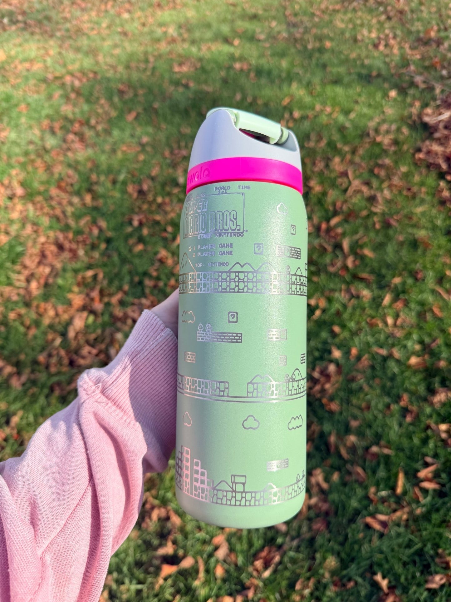 Super Mario Inspired Engraved Owala Tumbler | 24 oz or 32 oz - Western Petal Design