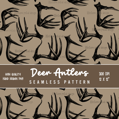 Tan Antlers seamless file - Western Petal Design