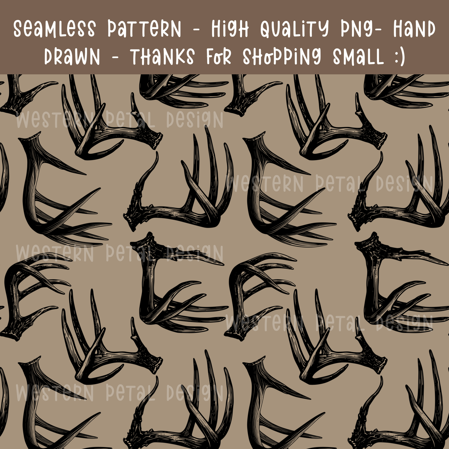 Tan Antlers seamless file - Western Petal Design