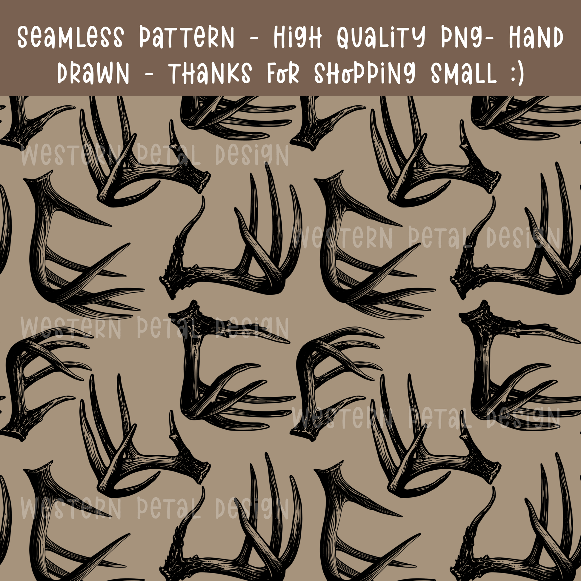 Tan Antlers seamless file - Western Petal Design