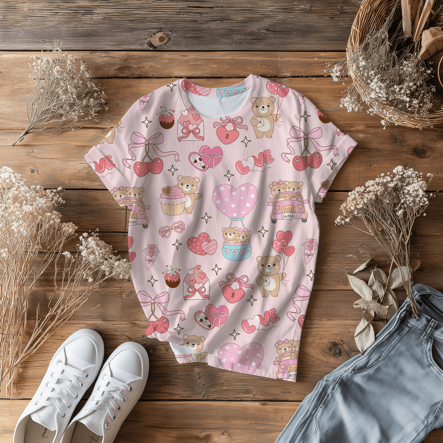 Teddy Bear Valentine’s Day seamless pattern - Western Petal Design
