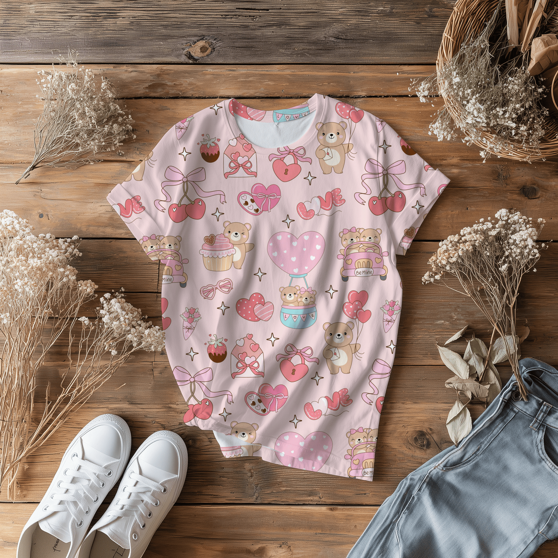 Teddy Bear Valentine’s Day seamless pattern - Western Petal Design
