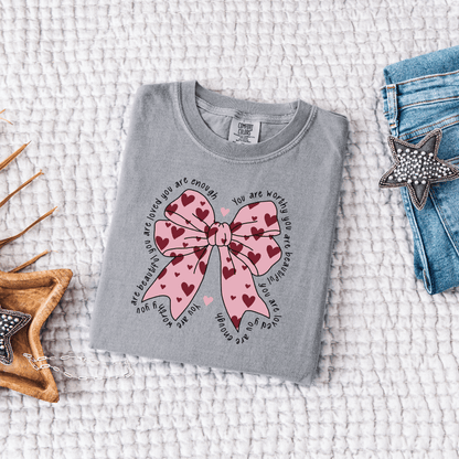 You Are Enough Bow Comfort Colors® T-Shirt - Western Petal Design