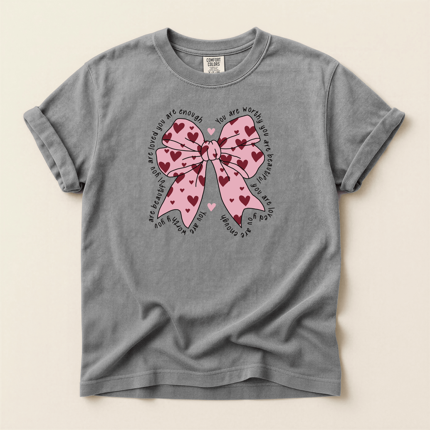 You Are Enough Bow Comfort Colors® T-Shirt - Western Petal Design