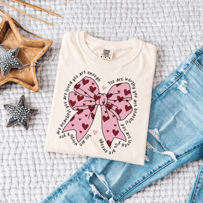 You Are Enough Bow Comfort Colors® T-Shirt - Western Petal Design