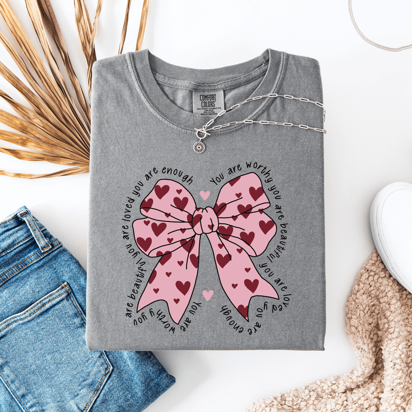 You Are Enough Bow Comfort Colors® T-Shirt - Western Petal Design