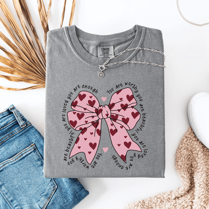You Are Enough Bow Comfort Colors® T-Shirt - Western Petal Design