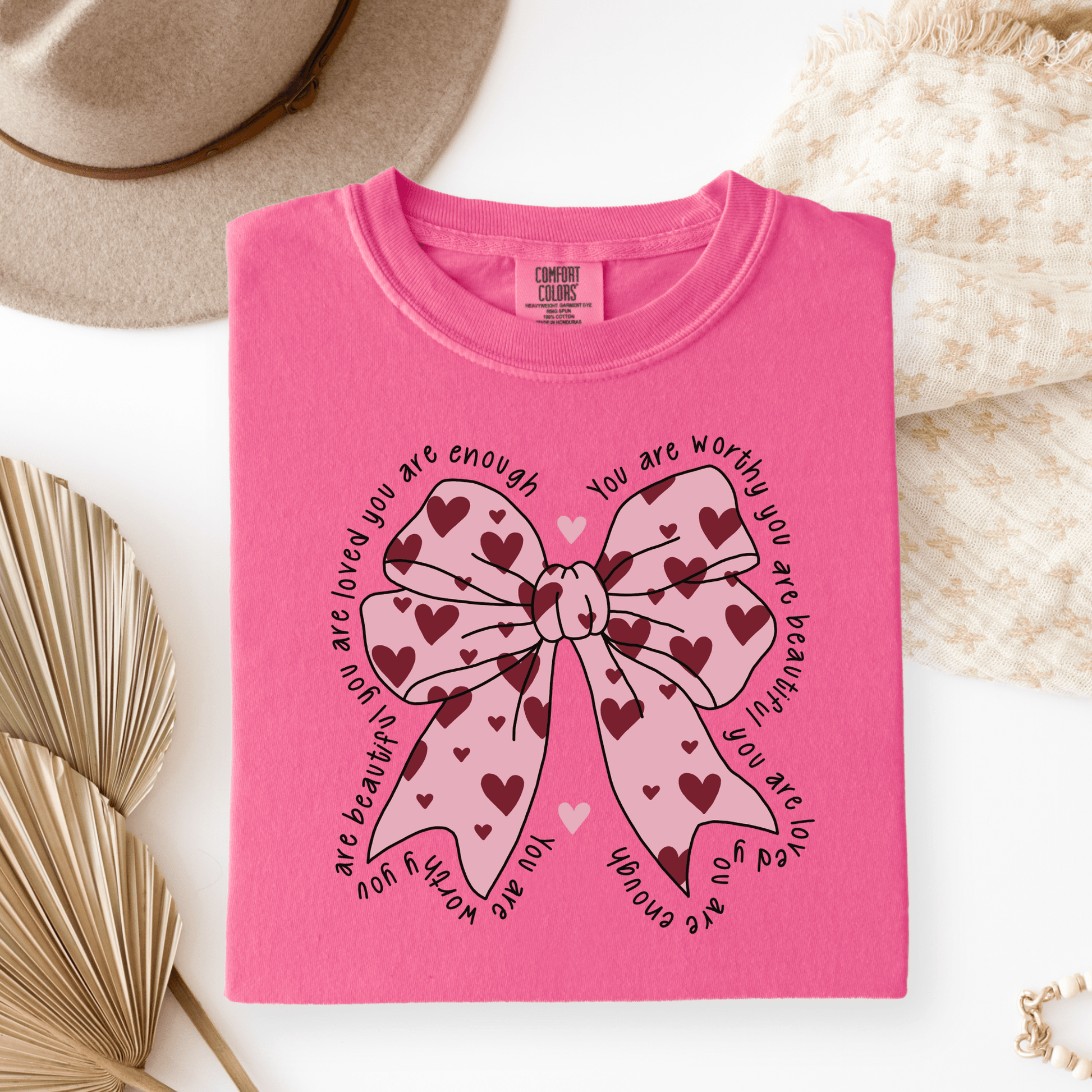 You Are Enough Bow Comfort Colors® T-Shirt - Western Petal Design