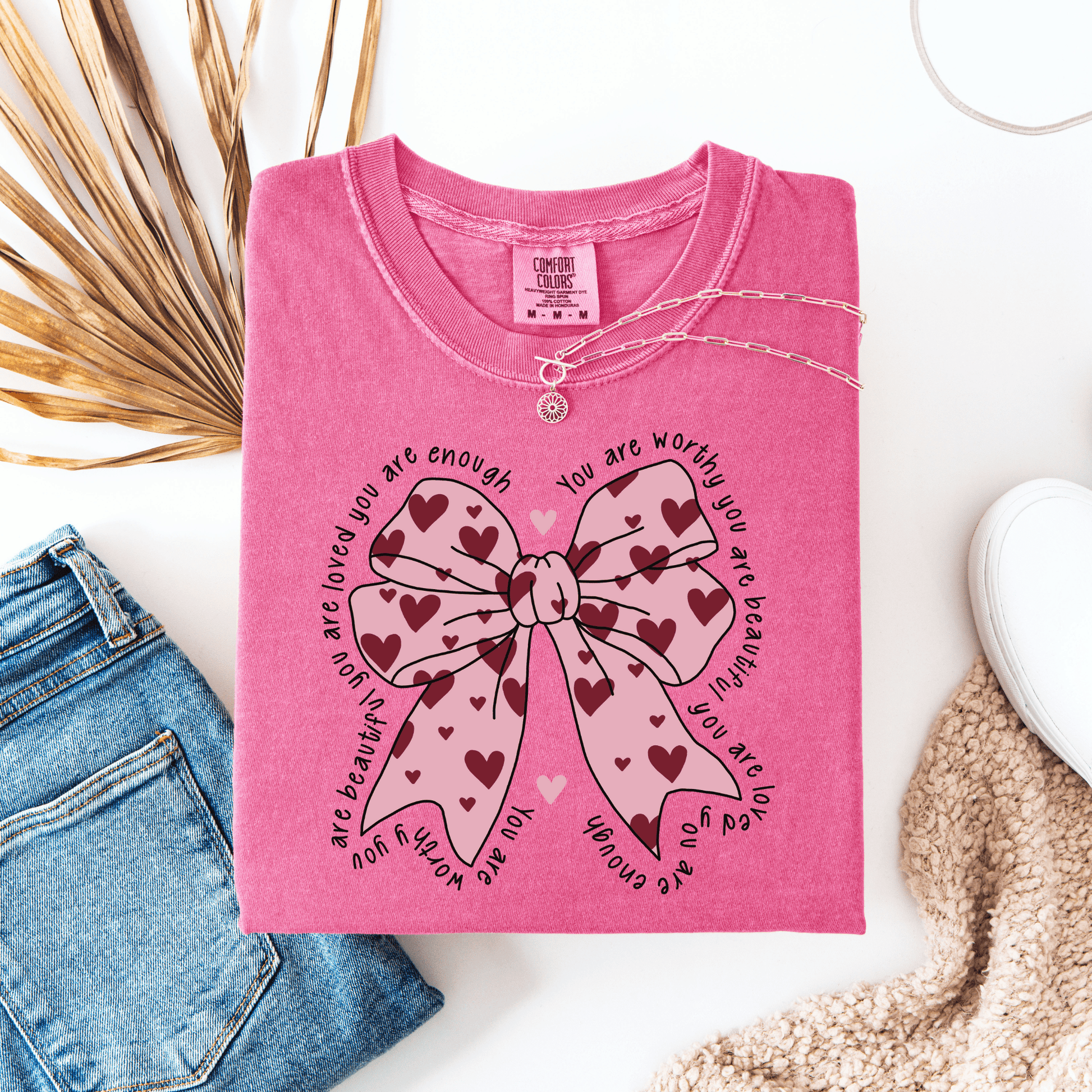 You Are Enough Bow Comfort Colors® T-Shirt - Western Petal Design